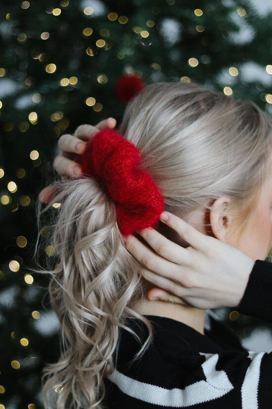 Mohēras scrunchie komplekts ar franču šallīti